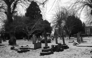 Frozen Graves in Warwickshire, England